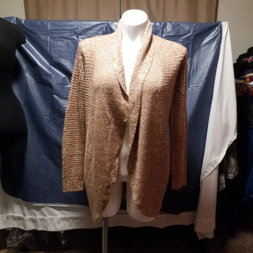 Brown and tan Hi low wrap sweater